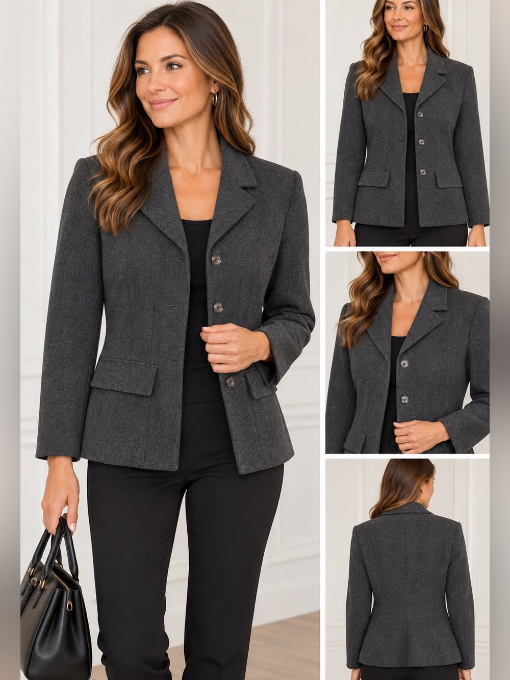 Byblos Blu Made in Italy Charcoal Gray Tailored Coat.